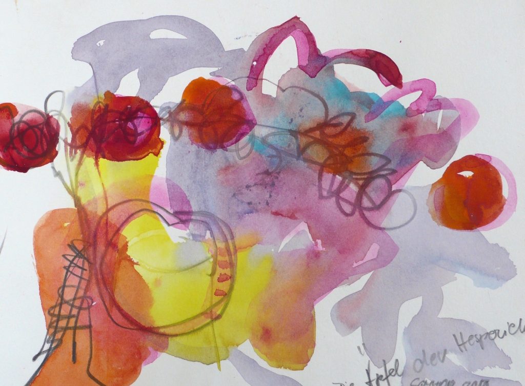 Ingrid Olga Fischer, die Äpfel der Hesperiden, 2020, Aquarell, 30 x 40 cm